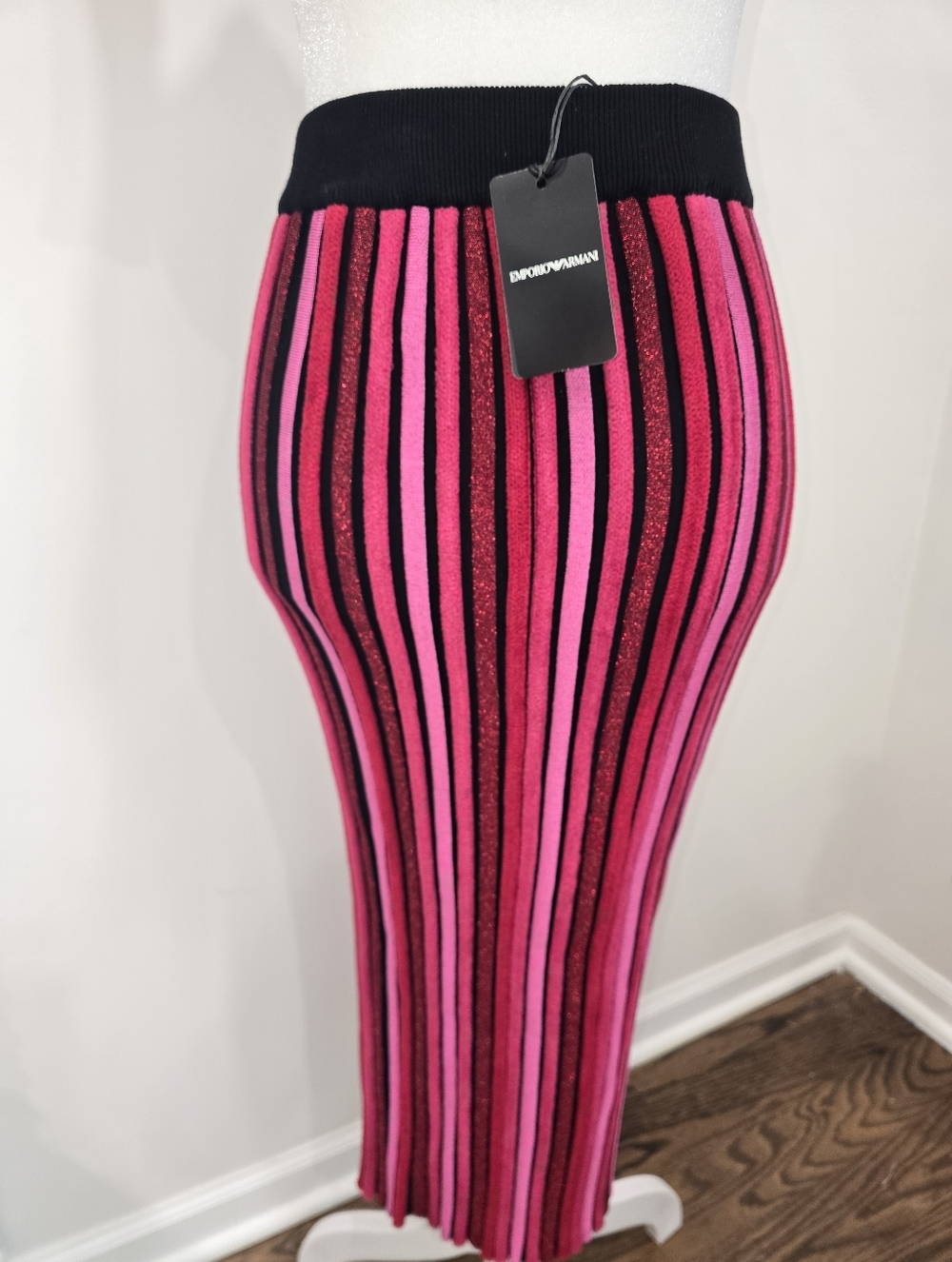 Emporio Sirenuse Pink & Black Vertical Stripe Knit Skirt - Picture 3 of 7
